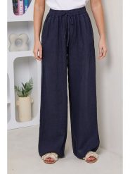 Rodier Lin Lniane spodnie w kolorze granatowym rozmiar: XL/XXL. Niebieskie spodnie materiałowe Rodier Lin, xl, bez wzorów, ze lnu. Za 217.95 zł.