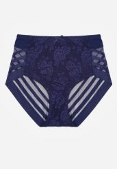 Granatowe Siateczkowe Majtki Figi High Waist z Koronkowymi Zdobieniami Heylih. Niebieskie figi Renee, xl, z aplikacjami, z koronki. Za 19.99 zł.