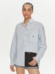 Calvin Klein Jeans Koszula J20J222610 Niebieski Relaxed Fit. Niebieskie koszule Calvin Klein Jeans, s, bez wzorów, z bawełny, bez kołnierzyka, bez ramiączek. Za 469.99 zł.