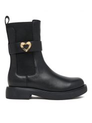 LOVE MOSCHINO Botki JA24044G0NIA0000 Czarny. Czarne botki Love Moschino, bez wzorów, ze skóry, bez obcasa, na płaskiej podeszwie, bez zapięcia. Za 949.99 zł.
