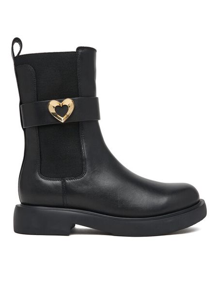 LOVE MOSCHINO Botki JA24044G0NIA0000 Czarny. Czarne botki Love Moschino, bez wzorów, ze skóry, bez obcasa, na płaskiej podeszwie, bez zapięcia. Za 829.99 zł.