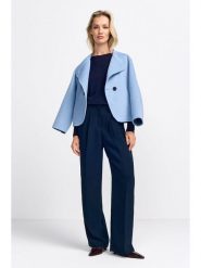 Rich & Royal Spodnie w kolorze granatowym rozmiar: 42. Niebieskie spodnie materiałowe Rich & Royal, bez wzorów, z materiału, z podwyższonym stanem. Za 230.99 zł.