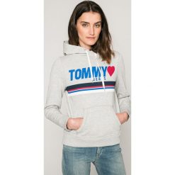 Tommy Jeans - Bluza. Szare bluzy sportowe Tommy Jeans, l, z nadrukiem, z bawełny, z kapturem. W wyprzedaży za 319.90 zł.