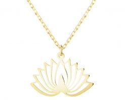 Złoty naszyjnik z cyrkonią - kwiat lotosu. Żółte naszyjniki Apart, z cyrkonią, złote. Za 1,029.00 zł.