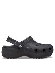 Crocs Klapki Classic Platform Glitter Clog W 207241 Czarny. Czarne klapki Crocs, bez wzorów, z tworzywa sztucznego, bez obcasa. Za 289.99 zł.