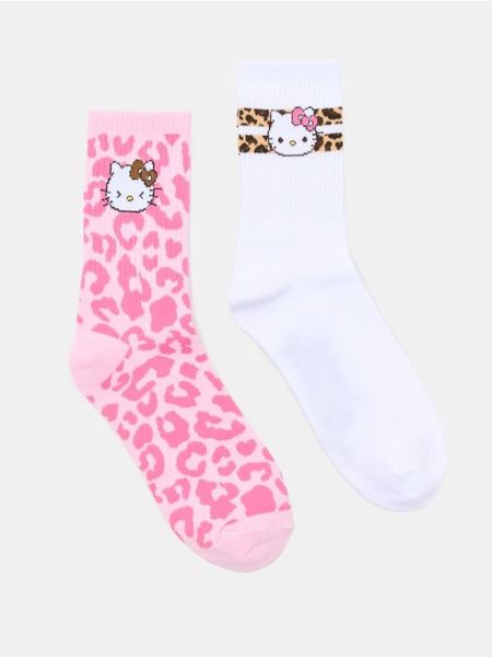 Skarpetki z bawełną 2 pack Hello Kitty - wielobarwny. Skarpety Sinsay, bez wzorów, z bawełny. Za 12.99 zł.