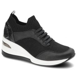 Półbuty damskie Artiker, materiał tekstylny i syntetyczny z elastyczną cholewką typu slip-on sportową konstrukcją, czarny, 50C1201. Czarne czółenka Artiker, bez wzorów, z dzianiny, bez obcasa, na koturnie, bez zapięcia. Za 135.00 zł.