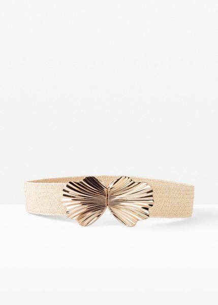 Pasek ze stretchemz efektowną sprzączką. Brązowe paski bonprix, bez wzorów, eleganckie. Za 67.99 zł.