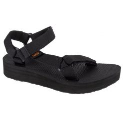 Sandały Teva Midform Universal Sandals 1090969-BLK Czarne. Czarne sandały bez wzorów, z tkaniny, bez obcasa, bez zapięcia. Za 404.13 zł.