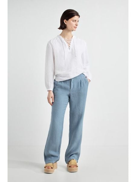 Josephine & Co Spodnie "Jose" w kolorze niebieskoszarym rozmiar: 40. Niebieskie spodnie materiałowe Josephine & Co, na co dzień, bez wzorów, ze lnu. Za 334.95 zł.