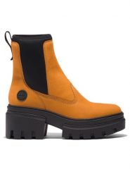 Timberland Botki Everleigh Boot Chelsea TB0A5YF42311 Brązowy. Brązowe botki Timberland, bez wzorów, z nubiku, bez obcasa, na słupku, bez zapięcia. Za 539.99 zł.