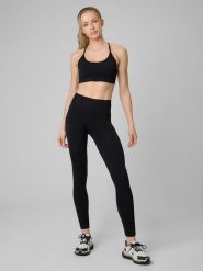 4F Legginsy treningowe bezszwowe damskie - czarne XS/S. Czarne legginsy 4f, l, bez wzorów, ze skóry, z podwyższonym stanem, na fitness i siłownię. Za 119.99 zł.
