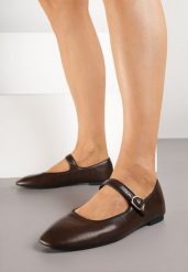Brązowe Balerinki Vices ze Skórzaną Wkładką i Paskiem Vikiseme. Brązowe baleriny Born2be, bez wzorów, bez obcasa. Za 59.99 zł.