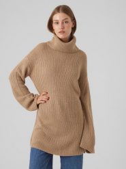 Vero Moda Golf "Sayla" w kolorze beżowym rozmiar: L. Brązowe golfy Vero Moda, l, bez wzorów, bez ramiączek. Za 61.60 zł.