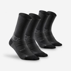 Skarpety turystyczne Hike 900 długie x2. Szare skarpety QUECHUA, bez wzorów, z elastanu. Za 79.99 zł.