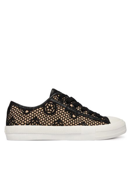 Guess Trampki FLJCR2 FAP12 Czarny. Czarne trampki Guess, z aplikacjami, z materiału, bez zapięcia. Za 237.99 zł.