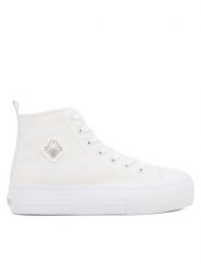 Kappa Trampki VISKA OC 243208OC-1010 Biały. Białe trampki Kappa, bez wzorów, z materiału, bez zapięcia. Za 143.99 zł.