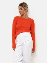 Just Cashmere Kaszmirowy sweter "Vivian" w kolorze pomarańczowym rozmiar: M. Pomarańczowe swetry Just Cashmere, m, bez wzorów, z kaszmiru, bez ramiączek. Za 428.43 zł.