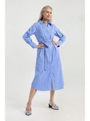 Josephine & Co Sukienka "Julio" w kolorze niebiesko-białym rozmiar: 40. Niebieskie sukienki Josephine & Co, na co dzień, bez wzorów, z tkaniny, bez kołnierzyka, bez ramiączek, midi, proste. Za 282.99 zł.