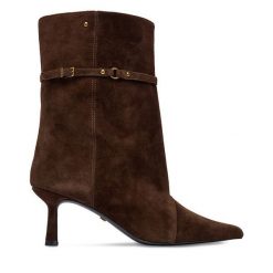 Botki GINO ROSSI. Brązowe botki Gino Rossi, bez wzorów, bez obcasa, na szpilce, bez zapięcia. Za 399.99 zł.