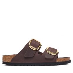 Klapki Birkenstock. Brązowe klapki Birkenstock, bez wzorów, bez obcasa. Za 719.99 zł.