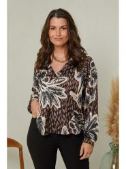 Curvy Lady Bluzka w kolorze czarno-beżowym rozmiar: 40/42. Czarne bluzki Curvy Lady, bez wzorów, klasyczne, bez kołnierzyka, bez ramiączek. Za 66.31 zł.