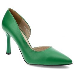 Zielone Szpilki Karino Eleganckie Skórzane Buty. Zielone szpilki Karino, bez wzorów, ze skóry, eleganckie, bez obcasa, na szpilce, bez zapięcia. Za 279.00 zł.