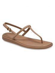 Crocs Japonki "Miami Thong Flip" w kolorze jasnobrązowym rozmiar: 41/42. Brązowe klapki Crocs, bez wzorów, z tworzywa sztucznego, z otwartym noskiem, bez obcasa. Za 127.45 zł.
