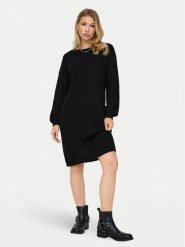 ONLY Sukienka dzianinowa Xenia 15243197 Czarny Regular Fit. Czarne sukienki Only, xs, bez wzorów, z bawełny, bez kołnierzyka, bez ramiączek. Za 99.99 zł.
