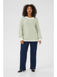 KAFFE curve Sweter w kolorze biało-zielonym rozmiar: L. Białe swetry KAFFE curve, l, bez wzorów, bez ramiączek. Za 86.99 zł.