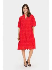 SAINT TROPEZ Sukienka w kolorze czerwonym rozmiar: M. Czerwone sukienki Saint Tropez, m, bez wzorów, z bawełny, bez kołnierzyka, bez ramiączek, midi. Za 150.72 zł.