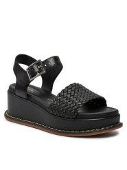 Clarks Sandały Kimmei Bay 26176403 Czarny. Czarne sandały Clarks, bez wzorów, ze skóry, bez obcasa, na koturnie, bez zapięcia. Za 499.99 zł.