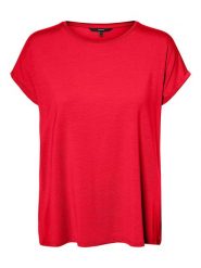 Vero Moda Koszulka w kolorze czerwonym rozmiar: S. Czerwone bluzki Vero Moda, s, bez wzorów, z lyocellu, bez kołnierzyka, bez ramiączek. Za 57.33 zł.