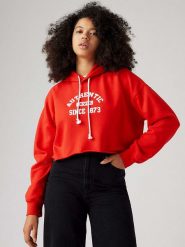 Levi´s Bluza w kolorze czerwonym rozmiar: XS. Czerwone bluzy s, bez wzorów, z kapturem. Za 96.60 zł.