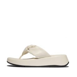 Sandały damskie FitFlop F-Mode Knot Soft-Leather Flatform Toe-Post. Brązowe sandały FIT FLOP, bez wzorów, eleganckie, bez obcasa, bez zapięcia. Za 641.00 zł.
