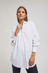 Koszula oversize z ozdobnymi guzikami. Koszule MOODO, m, bez wzorów, z bawełny, bez kołnierzyka, bez ramiączek. W wyprzedaży za 58.49 zł.