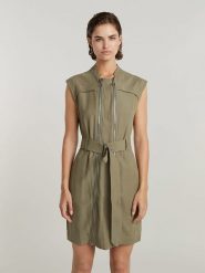 G-Star Sukienka w kolorze khaki rozmiar: XL. Brązowe sukienki G-Star, na imprezę, s, bez wzorów, z tkaniny, klasyczne, bez kołnierzyka, bez ramiączek, mini. Za 224.52 zł.