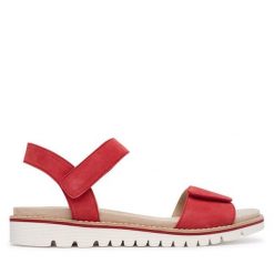 Sandały Ara. Czerwone sandały Ara, bez wzorów, sportowe, bez obcasa, na płaskiej podeszwie, bez zapięcia. Za 399.99 zł.