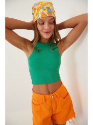 Hapiness Istanbul Top w kolorze zielonym rozmiar: S/M. Zielone topy Hapiness Istanbul, m, bez wzorów, bez kołnierzyka, bez ramiączek. Za 49.45 zł.