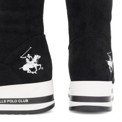 Kozaki Beverly Hills Polo Club. Czarne kozaki Beverly Hills Polo Club, bez obcasa, na koturnie, bez zapięcia. Za 199.99 zł.