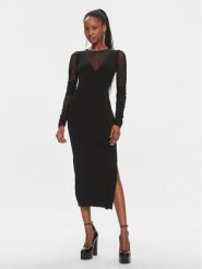 Pinko Sukienka dzianinowa Bergamotto 103019 A1KX Czarny Slim Fit. Czarne sukienki Pinko, s, bez wzorów, z dzianiny, bez kołnierzyka, bez ramiączek. Za 429.99 zł.