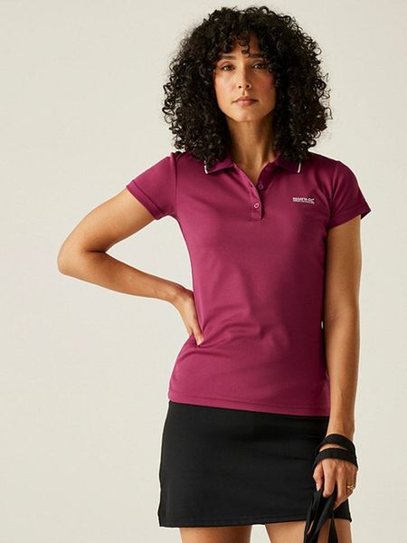 Regatta Funkcyjna koszulka polo "Maverick V" w kolorze jagodowym rozmiar: 46. Czerwone koszulki polo Regatta, bez wzorów, z materiału, bez kołnierzyka, bez ramiączek. Za 39.31 zł.