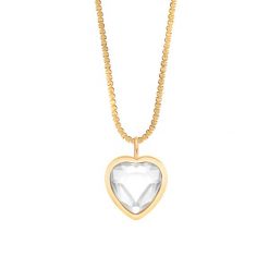 Naszyjnik Hearts z zawieszką Icons z białym kryształem. Białe naszyjniki Lilou, z kryształem, pozłacane. Za 348.00 zł.