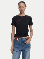 Desigual T-Shirt Charly 25WWTK08 Czarny Regular Fit. Czarne t-shirty Desigual, xl, bez wzorów, z bawełny, bez kołnierzyka, bez ramiączek. Za 159.99 zł.