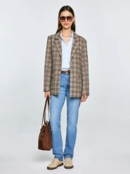 Marynarka damska z dodatkiem wełny w kratę Stilla 000. Marynarki i żakiety Big Star, l, bez wzorów, z wełny, eleganckie. Za 359.99 zł.