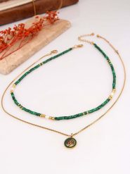 Charlize Pozłacany naszyjnik z malachitem i perłami - dł. 50 cm rozmiar: onesize. Zielone naszyjniki Charlize, z malachitem, pozłacane. Za 143.90 zł.