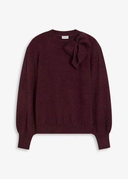 Sweter z aplikacją w kształcie kokardy. Czerwone swetry bonprix, z aplikacjami, bez ramiączek. Za 109.99 zł.