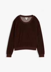 Bluza z miękkiej froty. Czarne bluzy bonprix, bez wzorów, bez kaptura. Za 99.99 zł.