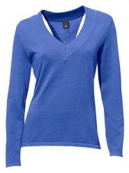 Heine Sweter w kolorze niebieskim rozmiar: 48. Niebieskie swetry Heine, bez wzorów, z bawełny, bez ramiączek. Za 78.99 zł.