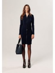 Rodier Sukienka w kolorze granatowym rozmiar: M. Niebieskie sukienki Rodier, m, bez wzorów, z wełny, klasyczne, bez kołnierzyka, bez ramiączek, midi. Za 276.05 zł.